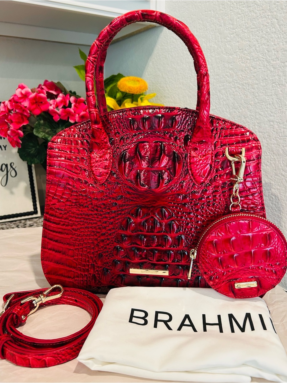 Brahmin Merlot Rosetta with Coin Pouch - Picture 2 of 2